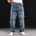 Herren baggy hip hop cargo denim jeans hose blaue lose casual variante main stock - 30 / Blau