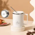 304 edelstahl isolierter kaffeebecher 480ml mit deckel und strohhalm weisse tasse - Deckel mit Strohhalm / Gebrochenes Weiß