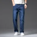 Herren Freizeit gerade Hose Stretch dunkelblaue Jeans, perfekt für Alltag und moderne Looks. - 28 / Blau - 90 cm