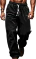 Men black corduroy casual pants loose cuffed trousers spring autumn fashion wear. - S / Black