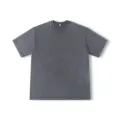Nahaufnahme zeigt die detaillierte dunkelgraue vintage gewaschene Kurzarm-T-Shirt-Stoff. - S / Dunkelgrau
