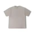 Detailed view of the distressed vintage washed oversized short sleeve t-shirt in dark grey. - Apricot