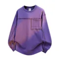 Lila Rundhals Sweatshirt für Damen und Herren, lässige Streetwear mit Nähten und Tasche. - L / Schwarz