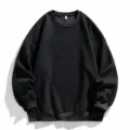 Herren Fleecegefütterter Dicker Schwerer Rundhals Sweatshirt Schwarzes Streetwear Oberteil - M / Schwarz