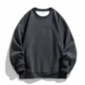 Herren Winter gefütterter dicker Rundhalsausschnitt Pullover, lässiges Oberteil. - M / Dunkelgrau