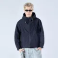Men's American retro tooling hooded jacket, casual long-sleeve streetwear fashion top. - M / Tops / Navy Blue