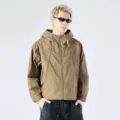 Men's Brown Tooling Hooded Jacket Casual Loose Retro Spring Autumn Fashion Outerwear - M / Tops / Green