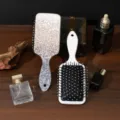 Glitter gradient and white paddle hair brushes with air cushion pins for women daily hair care tool. - Style C