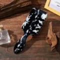Cow print paddle hair brush with air cushion anti-static scalp massage design for hair care - Style A Black and White Cow Print