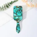 Turquoise marble pattern cushion hair brush for daily scalp massage and hair styling. - Style C