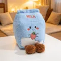 Cuscino in peluche scatola di latte blu, simpatico ricamo di fragole, bambola morbida. - Piccolo/0.15kg / Cartone del latte - Blu