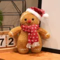 Bambola peluche omino pan di zenzero Natale decorazione casa cuscino divano regalo festivo - Modello sciarpa di Natale con fiocchi di neve piccoli / 25cm