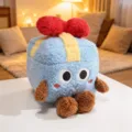 Cute blue gift box plush toy with red bow and brown limbs, cozy and soft doll for kids room. - Gift Box - Blue