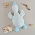 Almohada corporal de felpa de pato de dibujos animados a rayas azules, lindo cojín largo para dormir. - 70 cm / 0,6 kg / Azul claro