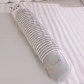 Grey striped long bolster pillow with cute animal face and hello embroidery for sleeping. - Total Length Approx. 90cm 0.85kg / Husky