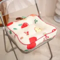 Cojín de asiento de felpa con estampado de manzana, cojín grueso para silla de oficina. - Estampado