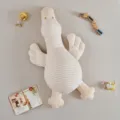 Almohada de peluche de pato de dibujos animados a rayas, cojín largo y suave para dormir. - 70 cm / 0,6 kg / Blanco lechoso