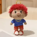 Simpatica bambola di peluche riccia pendente borsa ornamento giocattolo morbido regalo - Stile In Piedi-Fugui / Segno di Fortuna Rosso