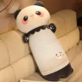 Cute Panda Long Plush Pillow Breathable Ice Silk Bed Sleeping Companion Toy Gift Box - Ice Bean Panda / Plump Style Length About 90cm [With Zipper Removable and Washable]