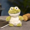 Cute green plush frog toy, soft stuffed animal doll, perfect desktop companion and gift for kids. - Green