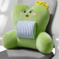Cute Green Cartoon Shaped Lumbar Pillow Plush Back Cushion for Office Chair and Bed Use - Light Green
