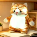Cute glowing cat plush toy soft stuffed animal night light pillow for girls birthday gift - 25x28x14cm (0.3kg) / Orange & White
