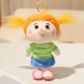 Simpatico portachiavi bambola di peluche con codini arancioni e camicia a righe verde borsa - Stile In Piedi-Dehua / Capelli Gialli
