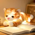 Cute glowing cat plush toy, soft stuffed animal sleeping pillow, perfect cozy room decor gift. - 35x15x14cm (0.23kg) / Orange & White