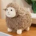 Peluche pecora soffice riccia marrone, bambola animale imbottita carina per regalo bambini. - Pecora pompon / 20cm / Marrone chiaro
