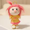 Simpatica bambola di peluche con capelli rosa ricci pendente portachiavi regalo carino - Stile In Piedi-Dongmei / Capelli Rosa