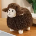 Cute brown fluffy sheep plush toy, adorable round lamb doll variant for kids and home decor. - Pom-pom Sheep / 20cm / Dark Coffee
