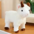 Simulated white sheep plush toy cute stuffed animal doll with brown horns and hooves. - Goat / 25cm / White