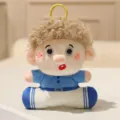 Cute curly hair plush doll keychain, soft stuffed toy bag pendant, funny design girl birthday gift. - Beanbag Style-George