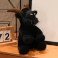 Giocattolo in peluche di montone nero, simpatico animale farcito con corna di corduroy, regalo. - Nero / 20 cm / 0,14 kg
