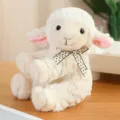 Cute plush lamb toy, cream white stuffed sheep doll with star ribbon, soft cuddly animal. - Head-Tilting Sheep Doll / 20cm / Cream