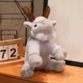 Simpatico peluche di pecora grigia con corna marroni, regalo perfetto e decorazione per borsa. - Grigio chiaro / 20 cm / 0,14 kg