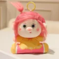 Cute fluffy plush doll keychain with pink hair and soft body, perfect bag pendant gift for girls. - Beanbag Style-Dongmei