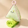 Oreiller Couverture Peluche Triangle Carreaux Verts Polaire Corail Coussin Suspendu - Vert clair