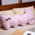 Comodo cuscino lungo rosa a quadri forma di gatto per gravidanza e camera letto - 85cm (Senza Fodera Interna) / Stile Rosa Carino