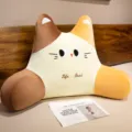Cuscino schienale triangolare a forma di gatto carino per divano, sedia da ufficio e letto. - Cuscino Medio (70x45cm) / Caffè Latte Tricolore