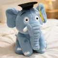 Süßer blauer Elefant Plüschtier mit Doktorhut Abschluss Geschenk kuschelig weiche Puppe - 20cm / Hellblau