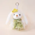 Ciondolo in peluche di coniglio bianco carino stile Lolita con abito floreale e portachiavi - Stile 1