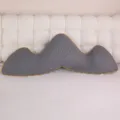 Gray mountain shaped long body pillow, soft sleep cushion with yellow trim and wave embroidery. - 90cm / Gray