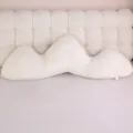 Cozy mountain-shaped long bolster pillow, soft lumbar and leg support cushion for bed. - 90cm / White