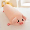 Cute pink pig long plush body pillow for girls sleeping, soft bed sofa cartoon doll cushion. - 90cm / 0.9kg / Round Eyes