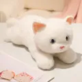 Peluche di gatto bianco sdraiato di simulazione, dolce bambola di gattino morbido regalo. - Sdraiato / 24cm / Bianco