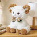 Simpatico peluche agnello bianco animale di peluche con riccioli marroni e fiocco regalo compleanno - Pecora nuvola (Posizione seduta 1) / 25cm