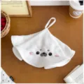 Cute cartoon seal hanging hand towel, thick absorbent kitchen rag and quick-drying wipe. - Round Seal / 38x38cm / White