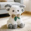 Dolce agnello di peluche soffice con fiocco, bambola imbottita per regalo bambini. - Pecora nuvola (Posizione seduta 3) / 25cm