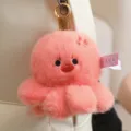 Cute pink octopus plush toy keychain, fluffy bag pendant and adorable plush doll gift. - 10cm / Orange Pink